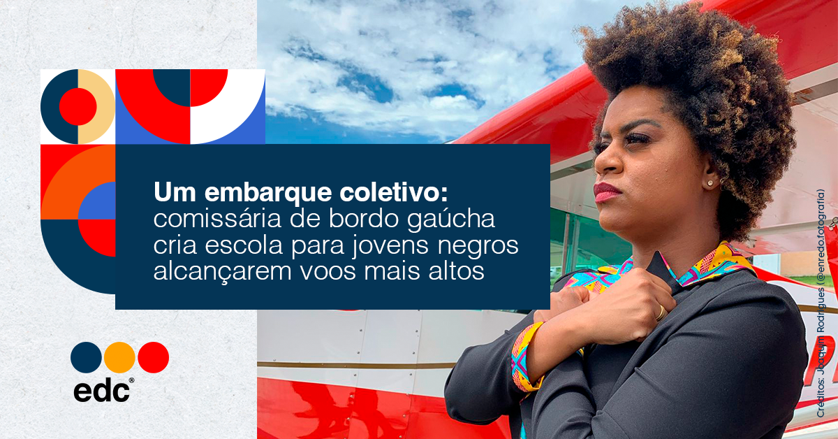 Um embarque coletivo: comissária de bordo gaúcha cria escola para jovens negros alcançarem voos mais altos